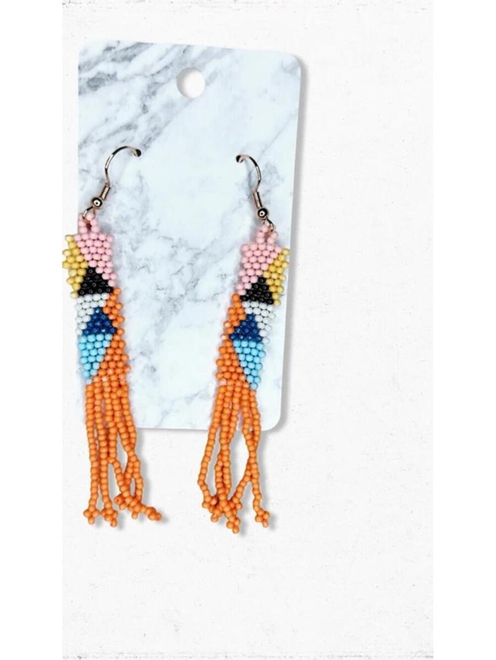 5788gc. Orange Seed Bead Earrings